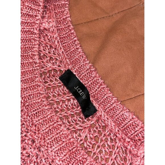 J. Crew Pink Open-Knit Relaxed Fit Linen Beach Pullover Sweater Women Medium - Picture 4 of 8